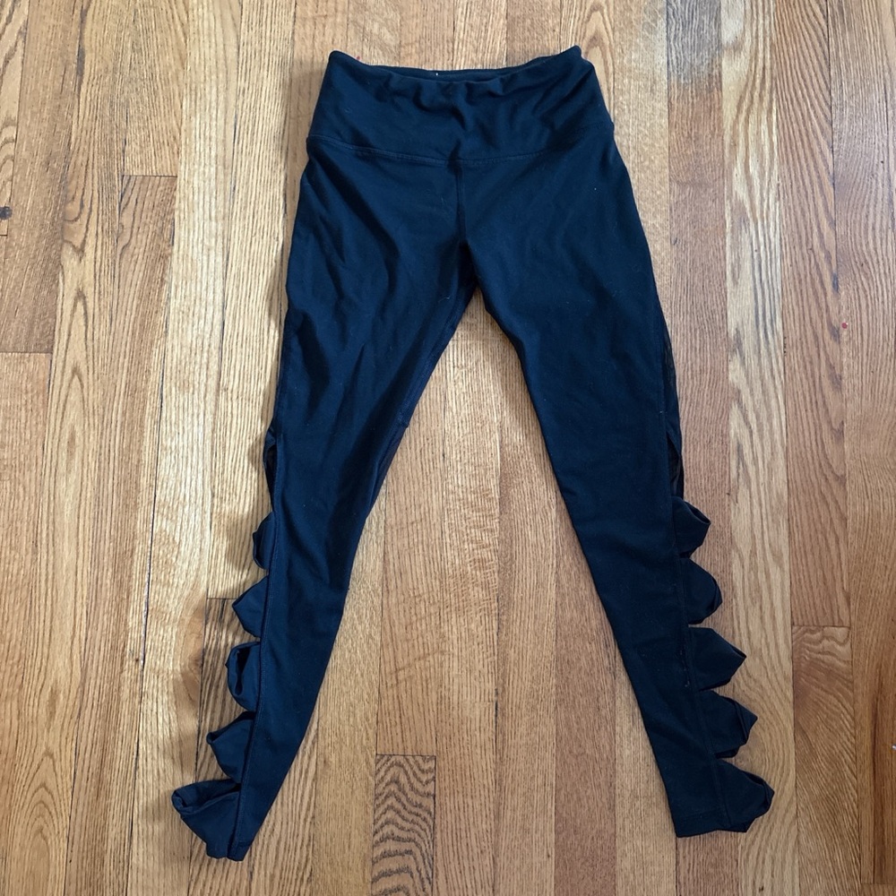Victoria's Secret Black Leggings with Ruffle Cutout Detail